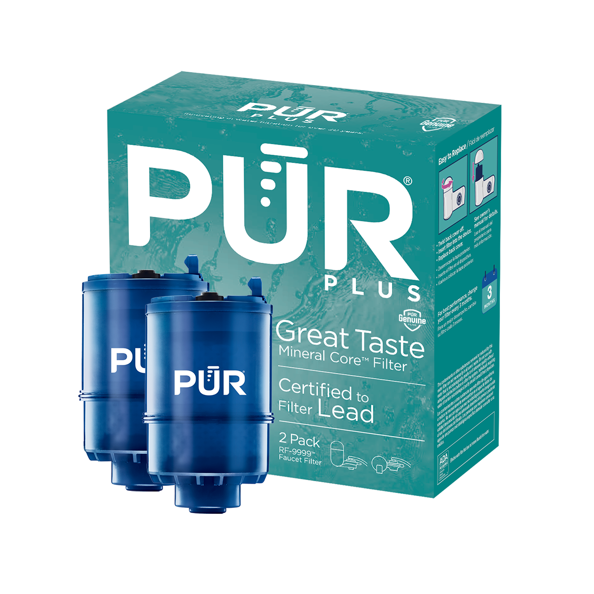 PUR PLUS Mineral Core™ Faucet Filter, 2 Pack PUR